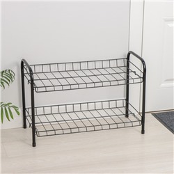 Этажерка для обуви разборная, 2 яруса, 66×28×44 см, чёрная