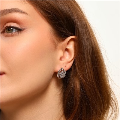 Серьги ювелирная бижутерия коллекция "Дубай", покрытие позолота, вставка: фианиты, цвет: прозрачный, арт.213.548