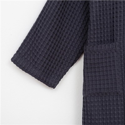 Халат вафельный женский удлинённый «Этель» Boho, размер 42-44, хлопок, 290 г/м², тёмно-серый