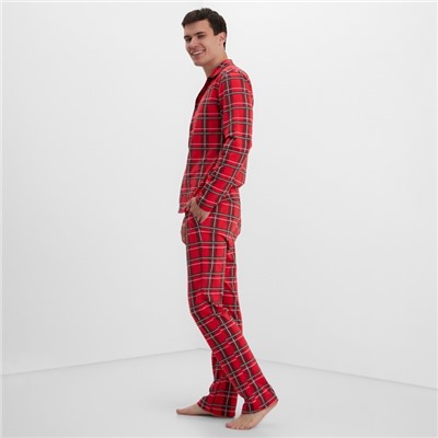 Пижама мужская (рубашка, брюки) KAFTAN «Клетка», размер 52
