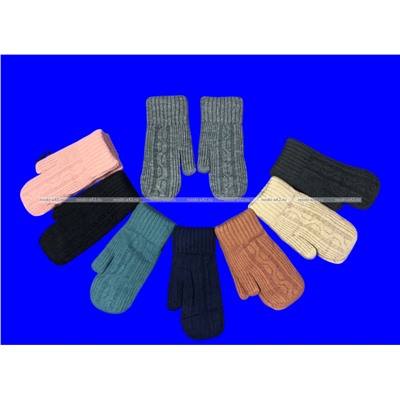 Варежки женские двойные внутри с мехом арт. 6385