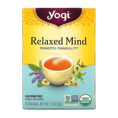 Yogi Tea, Relaxed Mind, чай без кофеина, 16 чайных пакетиков, 32 г (1,12 унции)