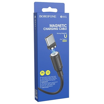 Кабель USB - Type-C Borofone BX41 Amiable магнитный 12W 100см 2,4A  (black)