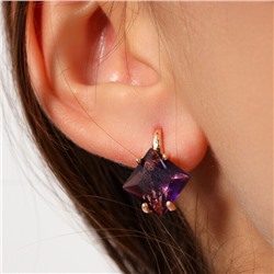 Серьги ювелирная бижутерия коллекция "Дубай", покрытие позолота, вставка: фианит, цвет: фиолетовый, арт.314.615