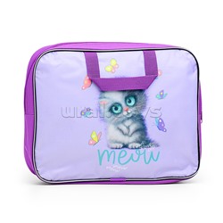 Папка для тетрадей широкая "Meow Cat" A4 (35x27x7 см) текстильная на молнии