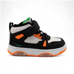 Кроссовки высокие демисезонные В7778-6 черно оранжевые