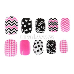 Косметика для девочек. Накладные ногти, black pink Cool Star