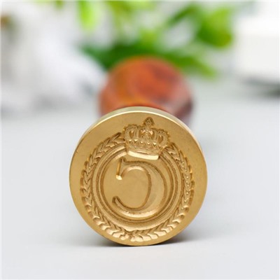 Печать для сургуча с деревянной ручкой «Корона с буквой C», 9×2.5×2.5 см