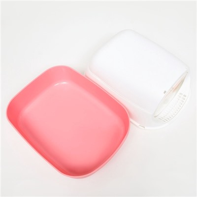 Туалет-домик 43×32×28 см, пластик, белый, розовый