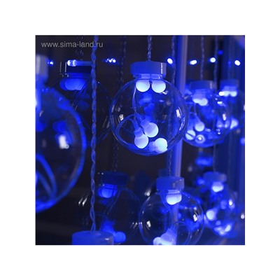 Гирлянда «Бахрома» 2.4×0.7 м с насадками «Шарики», IP20, прозрачная нить, 108 LED, свечение синее, 8 режимов, 220 В