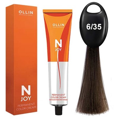 OLLIN N-JOY Пермаментная крем-краска 6/35 темно-русый золотисто-махагоновый 100 мл