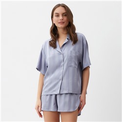 Пижама женская (рубашка, шорты) KAFTAN «Полоска», размер 40-42, голубая