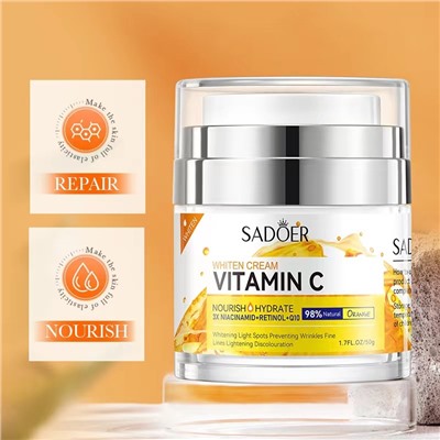SADOER Отбеливающий крем для лица с витамином C, 50гр.