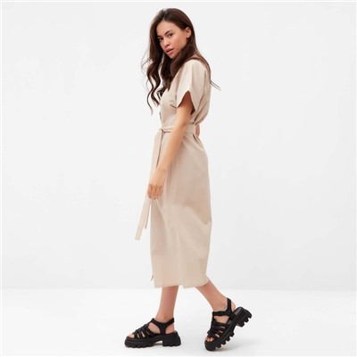 Платье миди женское на пуговицах MIST Summer time, бежевое, размер 46