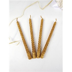 Свеча стержень 4 штук 20 см набор витая / BQ-1 /уп 144/ золото