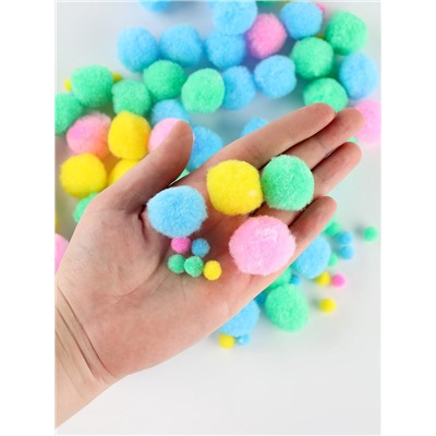 Декор для творчества «Помпончики. Конфеты» d=1-3 см набор 135 шт.