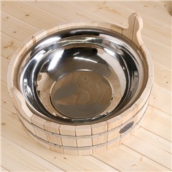 Шайка - таз для бани и сауны, 9 л, деревянная, нержавеющая вставка, «Добропаровъ»