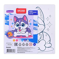 Картина по номерам "Хаски с косточкой" 15х15