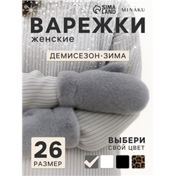 Варежки женские MINAKU, серые, размер 26×12 см