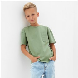 Футболка детская однотонная MINAKU: Casual Collection, цвет хаки, рост 110 см