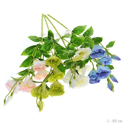 Цветок искусственный Эустома 80 см / 7030W /уп 60/240/белая