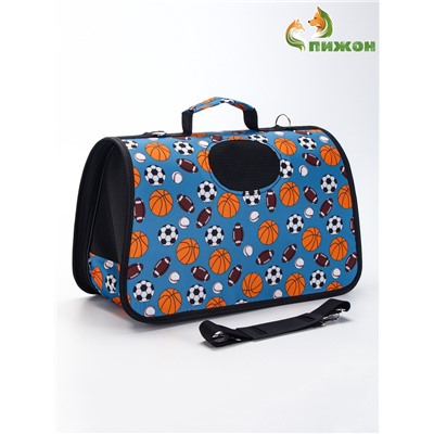 Сумка - переноска для животных «Спорт», размер L, 53×21×29 см, голубая