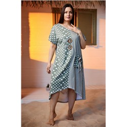 Платье 9198 (Полоса горох хаки)