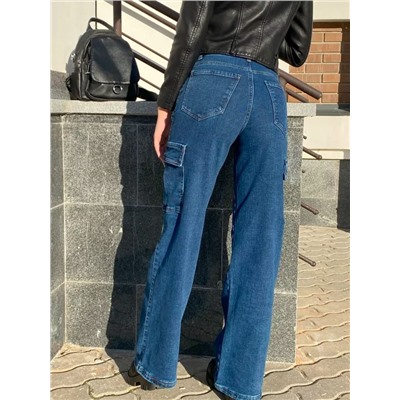 Джинсы трубы карго с карманами