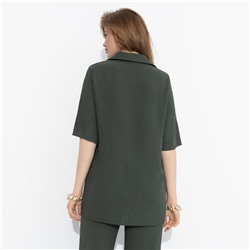 Рубашка из жатой ткани, Шёлковая уверенность (dark green)