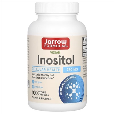 Jarrow Formulas, инозитол, 750 мг, 100 вегетарианских капсул
