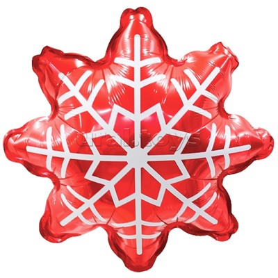 Шар (21''/53 см) Фигура, Снежинка, Красный, 1 шт. в уп.