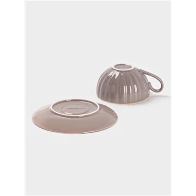 УЦЕНКА Чайный сервиз «Вивьен» 6 чашек 200 мл, 6 блюдец d=15 см, цвет серый