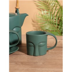 Набор для чаепития «Зелёный глаз», чайник, 2 чайные пары, керамика