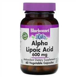 Bluebonnet Nutrition, Альфа-липоевая кислота, 600 мг, 60 растительных капсул