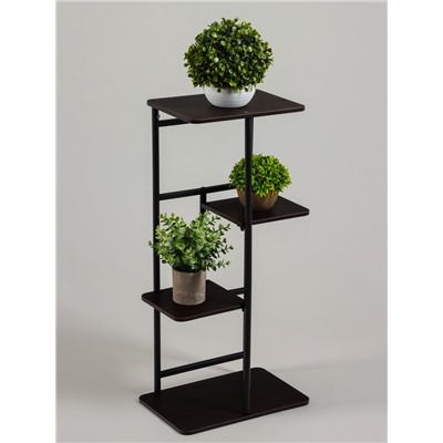Подставка для цветов Greengo, 4 полки, 36×23×74 см, напольная, каркас металл, полки МДФ, чёрная