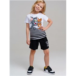 Комплект трикотажный для девочек: фуфайка (футболка), шорты