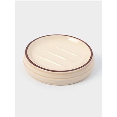 Набор аксессуаров для ванной комнаты «Жаклин», 3 предмета, мыльница, дозатор для мыла, стакан, бежевый