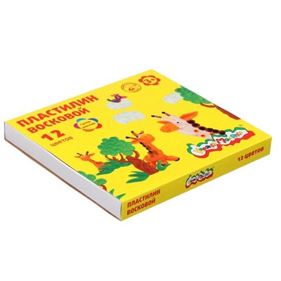 Пластилин мягкий (восковой) «Каляка-Маляка», 12 цветов, 180 г, со стеком