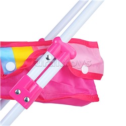 Коляска для кукол (металлическая, складная, прогулочная с капюшоном, цвет розовый) в пакете