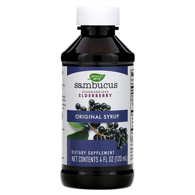 Nature's Way, Sambucus, стандартизированный экстракт бузины, оригинальный сироп, 120 мл (4 жидк. унции)