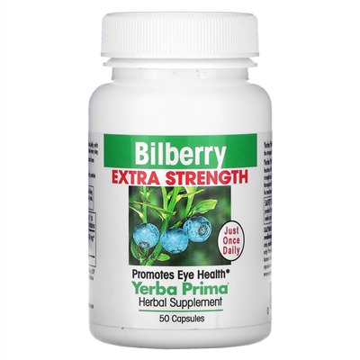 Yerba Prima, Bilberry Extra Strength, 50 Capsules
