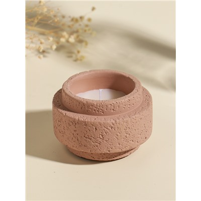 Свеча в подсвечнике вулканическом «Цилиндры», розовая, 8.1×8.1×5.4 см