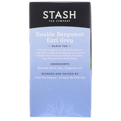 Stash Tea, Earl Grey, черный чай, двойной бергамот, 18 чайных пакетиков, 33 г (1,1 унции)