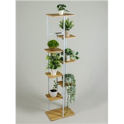 Подставка для цветов Greengo, 8 полок, 36×23×136 см, напольная, каркас металл, полки МДФ, белая