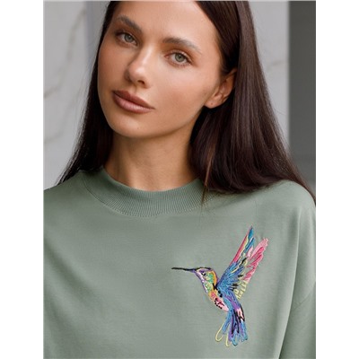 Футболка из тонкого эластичного футера со шнуром внизу