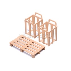 Погрузчик с прицепом и цистернами (свет, звук) в коробке (красный)