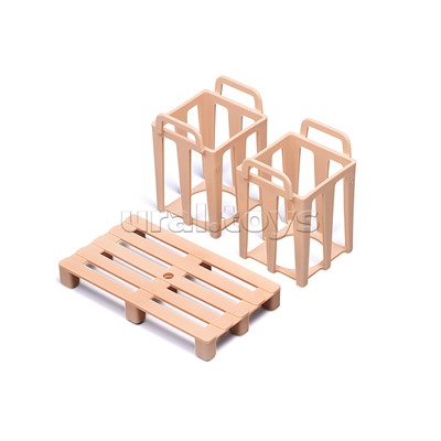 Погрузчик с прицепом и цистернами (свет, звук) в коробке (красный)