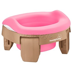 Горшок дорожный HandyPotty 3 в 1 бежевый и вкладка розовая
