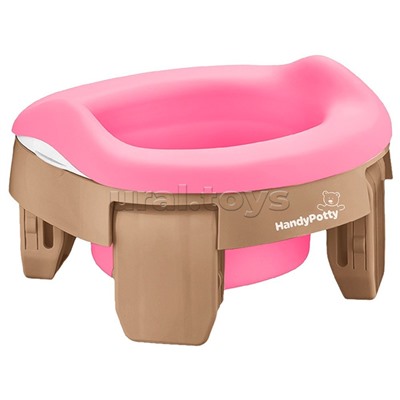 Горшок дорожный HandyPotty 3 в 1 бежевый и вкладка розовая