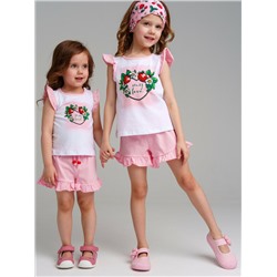 Комплект трикотажный для девочек: фуфайка (футболка), шорты